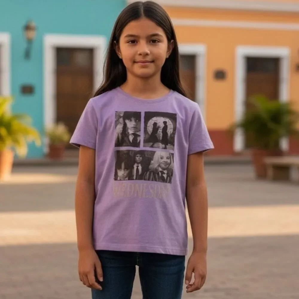 Old Navy Girls Pre-owned Lavender 'Wednesday' T-Shirt - Size: Small